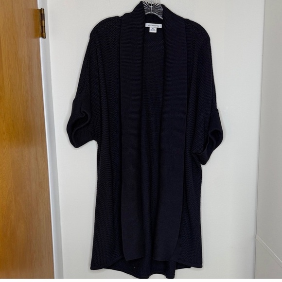 Liz Claiborne Navy Open Front Cardigan XLT Heavyweight Knit Sweater - Picture 13 of 13